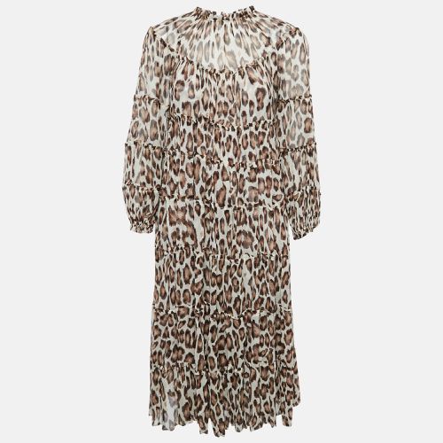 Zimmermann Brown Leopard Print Silk Chiffon Tiered Midi Dress M - Zimmermann - Modalova