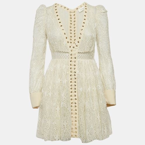 Zimmermann Off-White Lace Eyelet Detail Flared Mini Dress XS - Zimmermann - Modalova