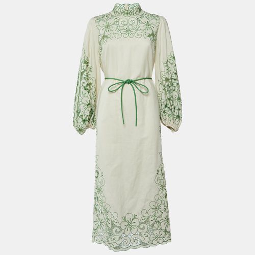 Zimmermann Cream Teddy Floral Embroidered Linen & Cotton Midi Dress L - Zimmermann - Modalova