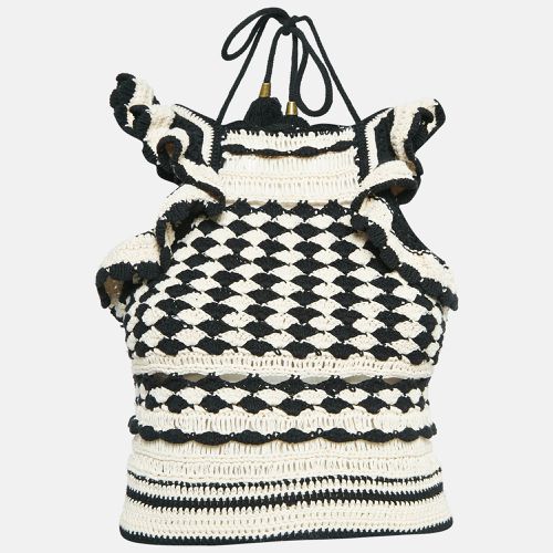 Zimmermann Beige/Black Crochet Knit Anneke Halter Neck Top S - Zimmermann - Modalova