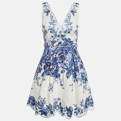 Zimmermann White Floral Print Scallop Detail Mini Dress XS - Zimmermann - Modalova