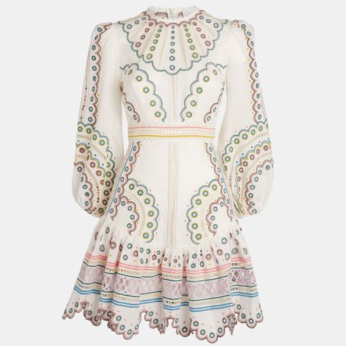 Zimmermann White Linen and Cotton Embroidered Mini Dress XS - Zimmermann - Modalova