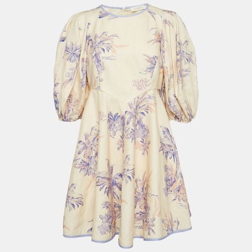 Zimmermann Cream Floral Print Linen Day Mini Dress L - Zimmermann - Modalova