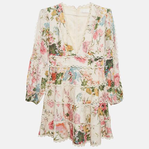 Floral Print Linen Tiered Heathers Mini Dress M - Zimmermann - Modalova