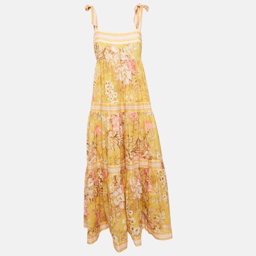 Zimmermann Yellow Floral Print Cotton Shoulder Tie-Up Midi Dress L - Zimmermann - Modalova