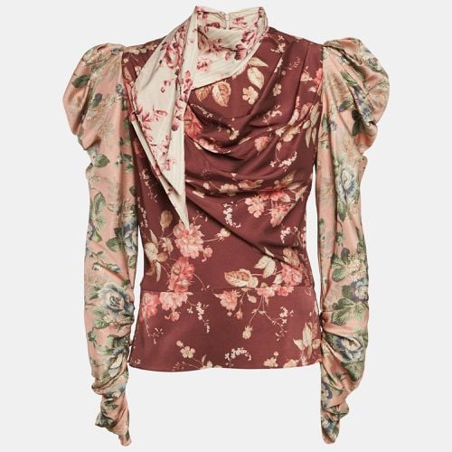 Floral Print Silk Blend Puff Sleeve Top M - Zimmermann - Modalova