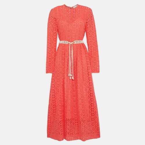 Zimmermann Coral Pink Crochet Shell Belted Maxi Dress M - Zimmermann - Modalova