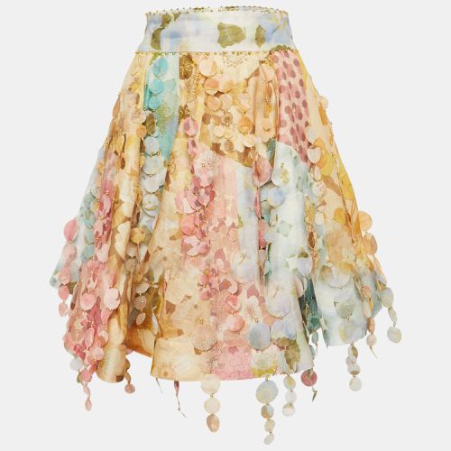 Zimmermann Multicolor Floral Print Linen Tempo Disc-Embellished Mini Skirt M - Zimmermann - Modalova