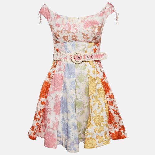 Zimmermann Multicolor Floral Print Linen Postcard Spliced Mini Dress M - Zimmermann - Modalova