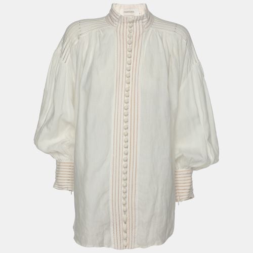 Zimmermann Ivory Ramie Corsage Linear Blouse L - Zimmermann - Modalova