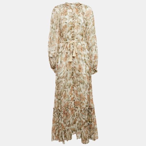 Floral Print Chiffon Belted Maxi Dress L - Zimmermann - Modalova