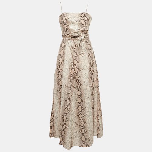 Zimmermann Pink Python Skin Print Linen Cut-Out Midi Dress L - Zimmermann - Modalova