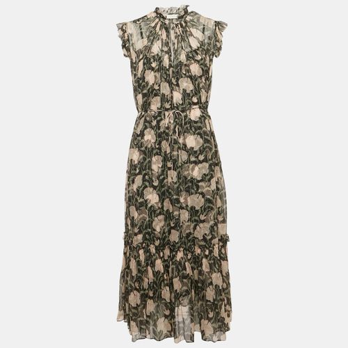 Zimmermann Black Floral Print Silk Flounce Midi Dress L - Zimmermann - Modalova