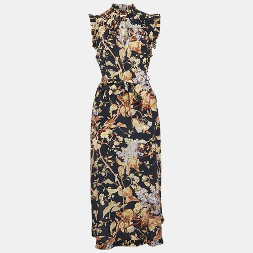 Zimmermann Navy Blue Floral Print Silk Ruffled Midi Dress M - Zimmermann - Modalova