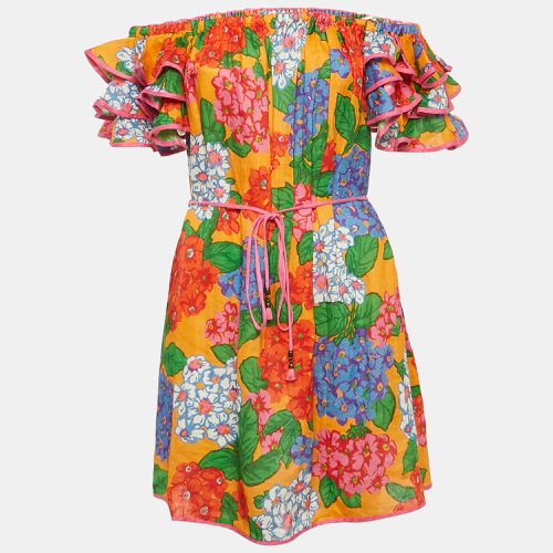 Zimmermann Multicolor Floral Print Linen Off-Shoulder Mini Dress L - Zimmermann - Modalova