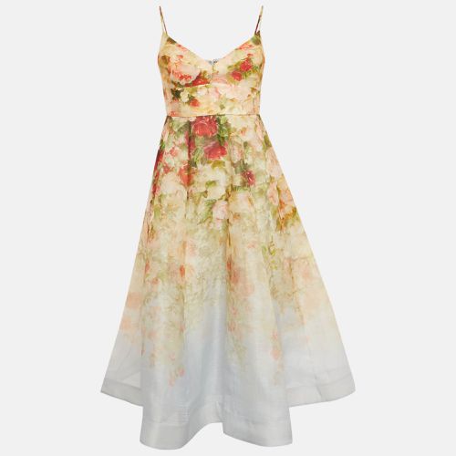 Zimmermann Beige Floral Print Linen Blend Ombre Midi Dress M - Zimmermann - Modalova