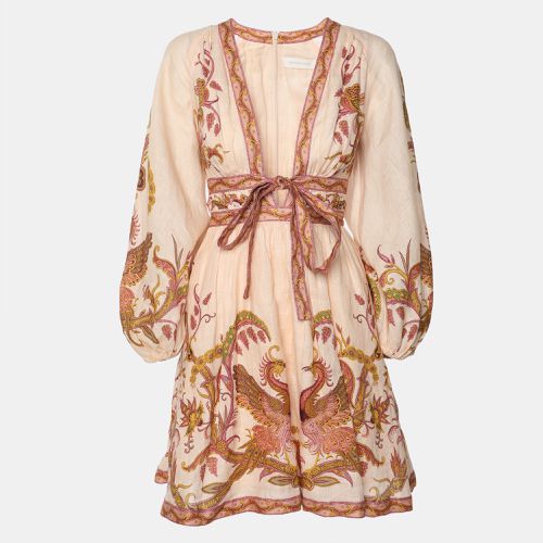 Linen Lantern Belted Mini Dress S - Zimmermann - Modalova