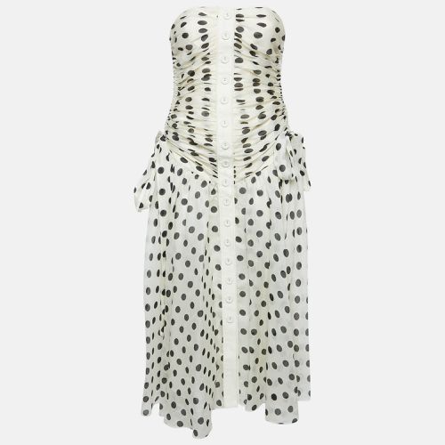 Zimmermann Off-White Polka Dot Print Ruched Strapless Maxi Dress S - Zimmermann - Modalova