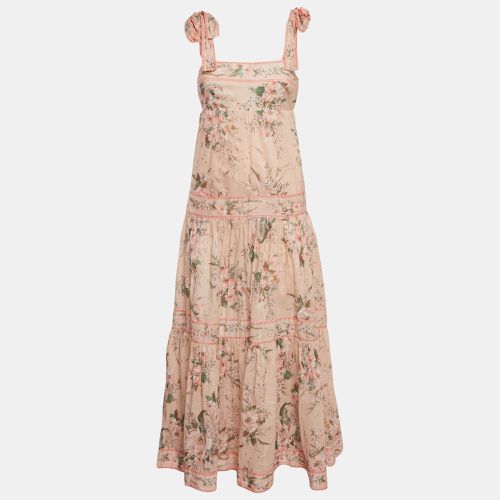 Zimmermann Pink Floral Print Cotton Flounce Maxi Dress S - Zimmermann - Modalova