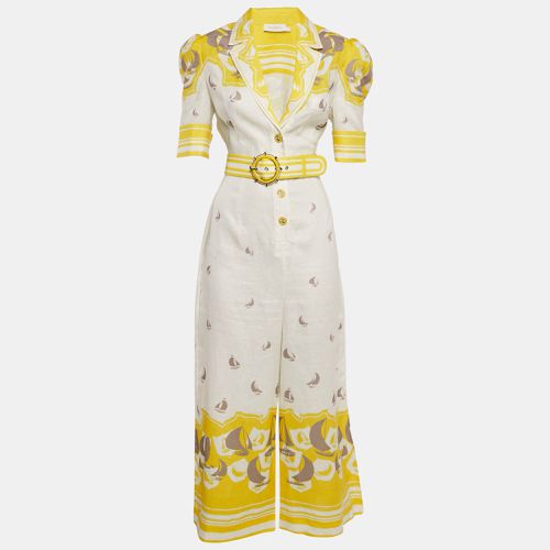 Zimmermann White/Yellow Sail Boat Print Linen Jumpsuit M - Zimmermann - Modalova