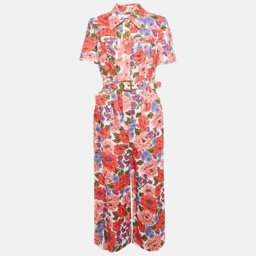 Floral Print Linen Belted Jumpsuit M - Zimmermann - Modalova