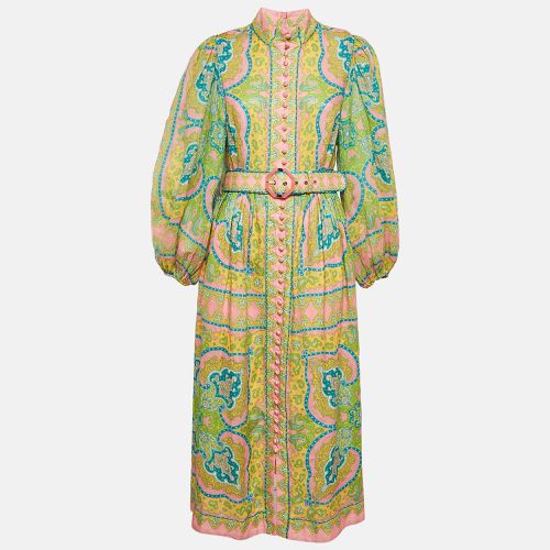 Zimmermann Multicolor Printed Linen Belted Midi Dress M - Zimmermann - Modalova