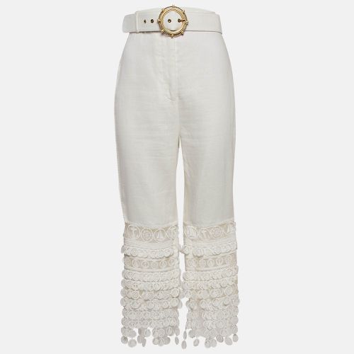 Zimmermann White Linen Lace Trimmed High Tide Nautical Pants L - Zimmermann - Modalova