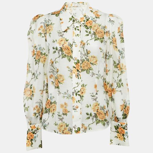 Zimmermann White/Multicolor Floral Print Linen and Silk Button Front Blouse L - Zimmermann - Modalova