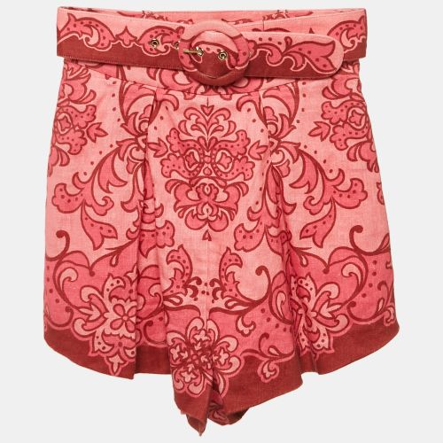 Printed Linen Belted Shorts S - Zimmermann - Modalova