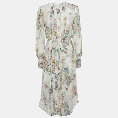Zimmermann White Floral Print Crepe Scallop Detail Long Dress S - Zimmermann - Modalova