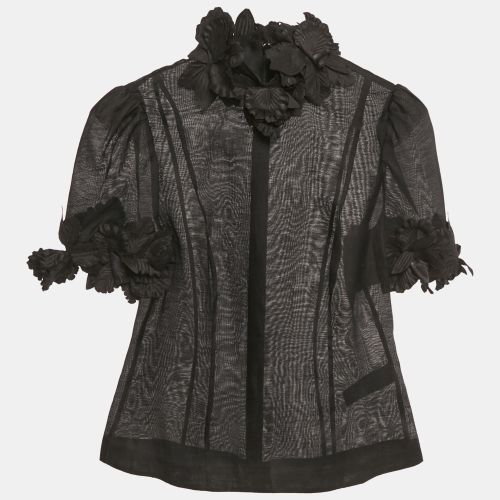 Zimmermann Black Line Silk Liftoff Flower Luminosity Top S - Zimmermann - Modalova