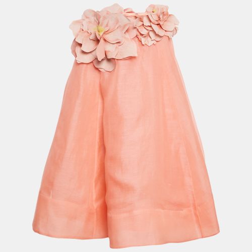 Zimmermann Coral Pink Linen Blend Natura Strapless Mini Dress M - Zimmermann - Modalova