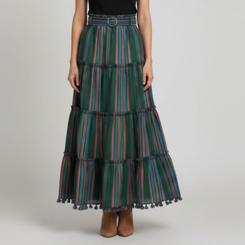 Multicolor Stripe Cotton Ruffled Maxi Skirt S - Zimmermann - Modalova