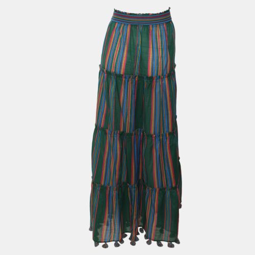 Multicolor Stripe Cotton Ruffled Maxi Skirt S - Zimmermann - Modalova