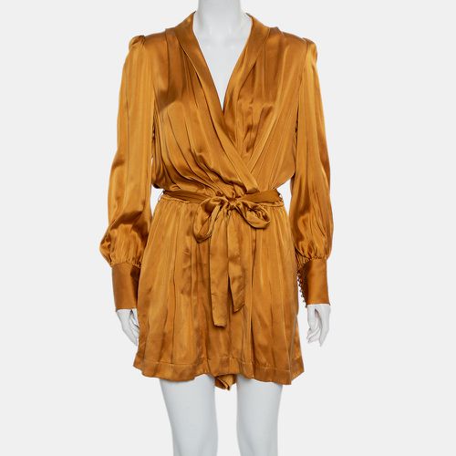 Zimmermann Gold Satin Faux Wrap Belted Playsuit L - Zimmermann - Modalova