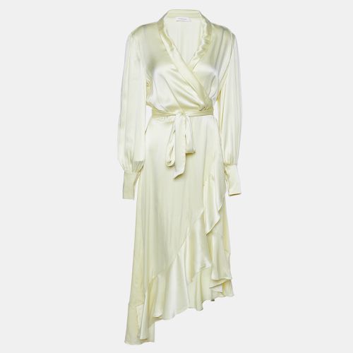 Zimmermann Butter Yellow Silk Ruffled Wrap Midi Dress M - Zimmermann - Modalova