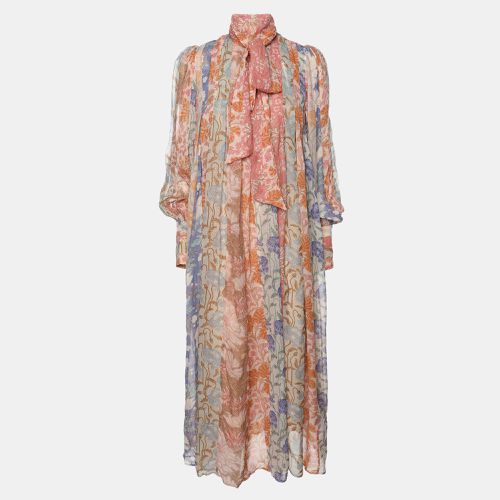 Zimmermann Multicolor Floral Print Chiffon Tie Neck Midi Dress S - Zimmermann - Modalova