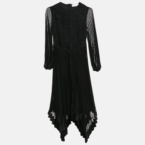 Zimmermann Black Swiss Dots Lace and Chiffon Plisse Espionage Midi Dress S - Zimmermann - Modalova