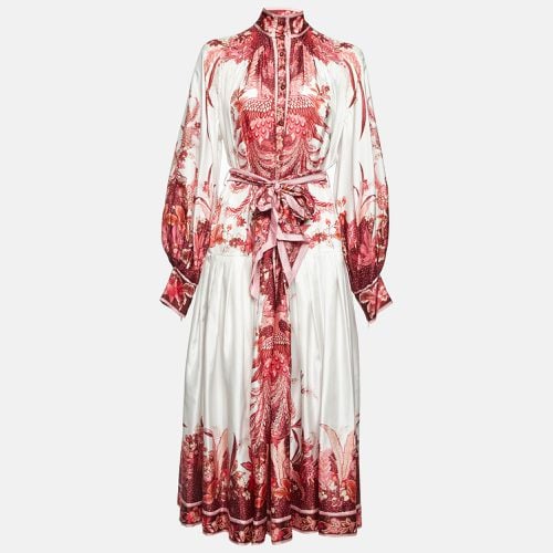 Zimmermann Pink Printed Silk Wavelength Placement Midi Dress L - Zimmermann - Modalova