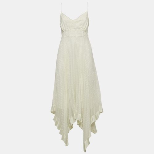 Zimmermann Ivory White Lace-Trim Chiffon Pleated Espionage Midi Dress L - Zimmermann - Modalova