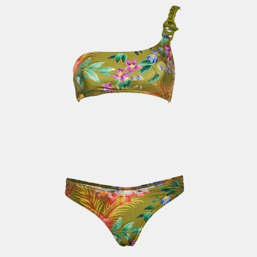 Zimmermann Green Floral Print Jersey Asymmetrical Bikini S - Zimmermann - Modalova