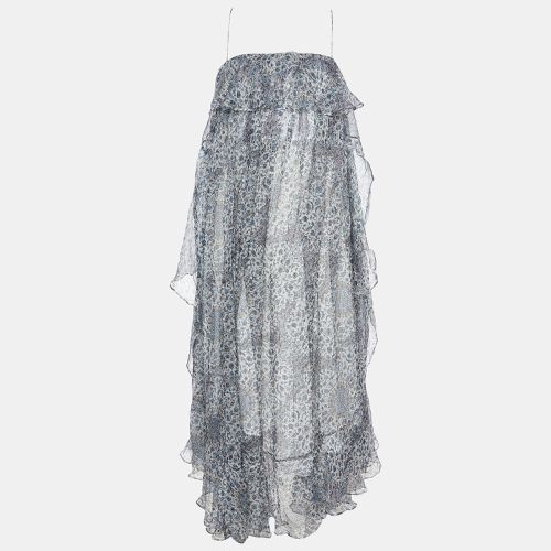 Zimmermann Blue Printed Lurex Silk Empire Mist Dress M - Zimmermann - Modalova