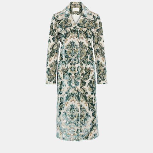 Zimmermann White/Green Velvet Jacquard Long Coat XXS (SIZE 0P) - Zimmermann - Modalova