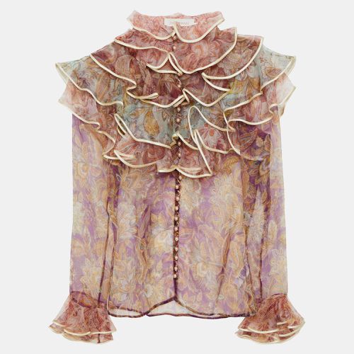 Zimmermann Purple Printed Silk Lucky Tiered Blouse XS (SIZE 0) - Zimmermann - Modalova