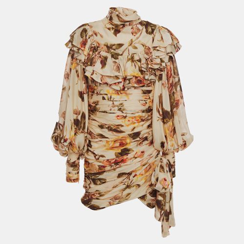 Zimmermann Beige Floral Print Silk Mini Dress L (SIZE 3) - Zimmermann - Modalova