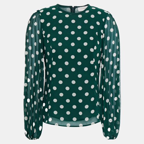 Zimmermann Green Polka Dot Crepe Long Sleeve Blouse XXS (SIZE 0P) - Zimmermann - Modalova