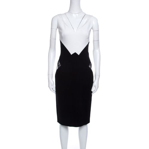 Zuhair Murad Monochrome Colorblock Lace Insert Sleeveless Dress S - Zuhair Murad - Modalova