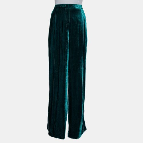 Velvet Contrast Trim Detail Wide Leg Pants M - Zuhair Murad - Modalova