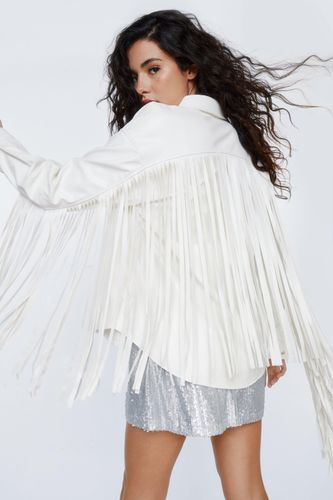 Womens Fringed Faux Leather Shirt Jacket - - 4 - Nasty Gal - Modalova