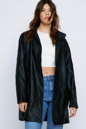 Womens Oversized Longline Faux Leather Jacket - - 4 - Nasty Gal - Modalova